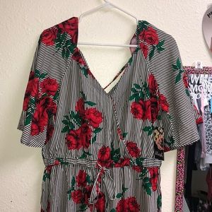 Rose & stripe romper